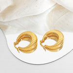 18K Gold Classic Fashion Round Thread Design Versatile Earrings - QH Clothing