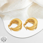 18K Gold Classic Fashion Round Thread Design Versatile Earrings - QH Clothing