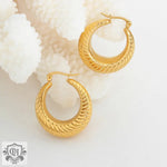 18K Gold Classic Fashion Round Thread Design Versatile Earrings - QH Clothing