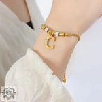 18K Gold Classic and Fashionable Initial Bracelet - QH Clothing