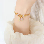 18K Gold Classic and Fashionable Initial Bracelet - QH Clothing