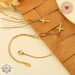 18K Gold Classic Cross Necklace & Bracelet - QH Clothing