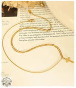 18K Gold Classic Cross Necklace & Bracelet - QH Clothing