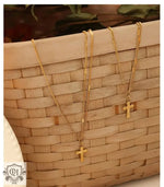 18K Gold Classic Cross Necklace & Bracelet - QH Clothing