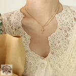 18K Gold Classic Cross Necklace & Bracelet - QH Clothing