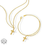 18K Gold Classic Cross Necklace & Bracelet - QH Clothing