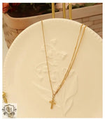 18K Gold Classic Cross Necklace & Bracelet - QH Clothing