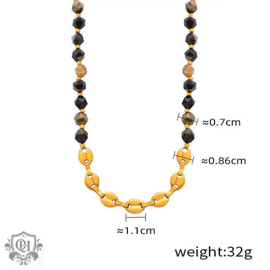 18K Gold Classic Retro Gemstone Beaded Design Palace Style Necklace Bracelet Set