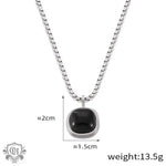 Silver chain necklace with black stone pendant from 18K Gold Classic earrings set