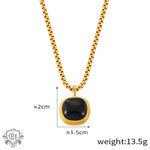 18K gold classic necklace with black square pendant from earrings set