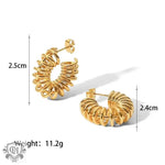 18K Gold Coil Spring Design C-Shaped Earrings - QH Clothing