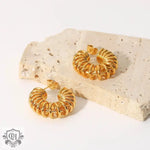 18K Gold Coil Spring Design C-Shaped Earrings - QH Clothing