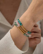 18K Gold Coloured Gravel Bead Design Bracelet - QH Clothing