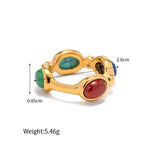 18K Gold Colourful Stone Inlaid Ring - QH Clothing