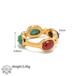 18K Gold Colourful Stone Inlaid Ring - QH Clothing