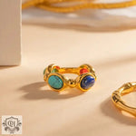 18K Gold Colourful Stone Inlaid Ring - QH Clothing