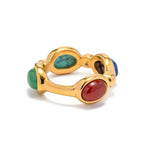 18K Gold Colourful Stone Inlaid Ring - QH Clothing