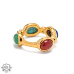 18K Gold Colourful Stone Inlaid Ring - QH Clothing