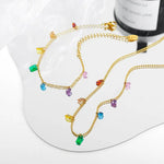 18K Gold Colourful Zircon Bracelet & Necklace - QH Clothing