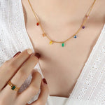 18K Gold Colourful Zircon Bracelet & Necklace - QH Clothing