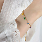 18K Gold Colourful Zircon Bracelet & Necklace - QH Clothing