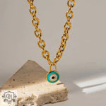 18K Gold Concentric Circle Pendant Necklace - QH Clothing