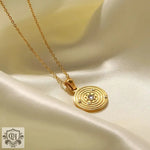 18K Gold Concentric Circle Pendant Necklace - QH Clothing