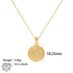 18K Gold Concentric Circle Pendant Necklace - QH Clothing