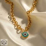 18K Gold Concentric Circle Pendant Necklace - QH Clothing