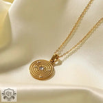 18K Gold Concentric Circle Pendant Necklace - QH Clothing