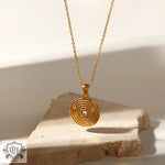 18K Gold Concentric Circle Pendant Necklace - QH Clothing