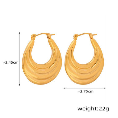 18K gold retro fashionable crescent design versatile earrings - QH Clothing