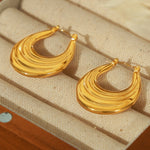 18K gold retro fashionable crescent design versatile earrings - QH Clothing