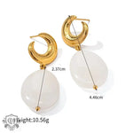 18K Gold Crescent Moon Gemstone Pendant Earrings - QH Clothing