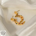 18K Gold Crescent Moon Zircon Drop Earrings - QH Clothing