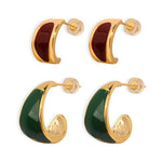 18K gold retro luxury crescent-shaped design versatile earrings - QH Clothing