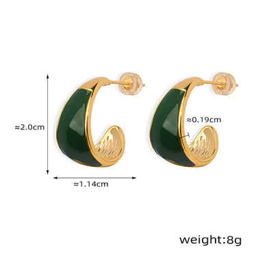 18K gold retro luxury crescent-shaped design versatile earrings - QH Clothing