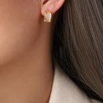 18K gold retro luxury crescent-shaped design versatile earrings - QH Clothing