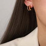 18K gold retro luxury crescent-shaped design versatile earrings - QH Clothing