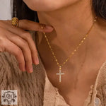 18K Gold Cross Pendant Necklace - QH Clothing