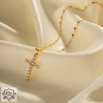 18K Gold Cross Pendant Necklace - QH Clothing