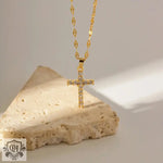 18K Gold Cross Pendant Necklace - QH Clothing