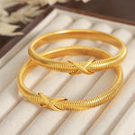 18K gold personalized retro lines with cross design versatile bracelet - QH Clothing