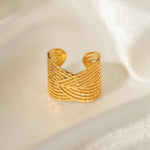 18K Gold Cross-Sense Design Open Ring - QH Clothing