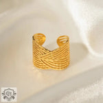 18K Gold Cross-Sense Design Open Ring - QH Clothing