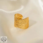 18K Gold Cross-Sense Design Open Ring - QH Clothing