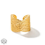 18K Gold Cross-Sense Design Open Ring - QH Clothing