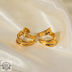 18K Gold Curved Hollow Earrings - QH Clothing