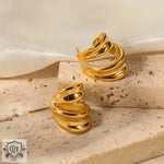 18K Gold Curved Hollow Earrings - QH Clothing