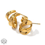 18K Gold Curved Hollow Earrings - QH Clothing